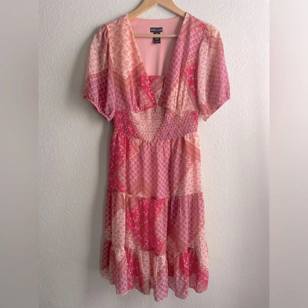 Kate and Lilly Floral Patchwork Print Dress Size 8 - Picture 1 of 5